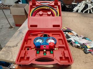 R134a Manifold Gauge Set with Charging Hoses and Case