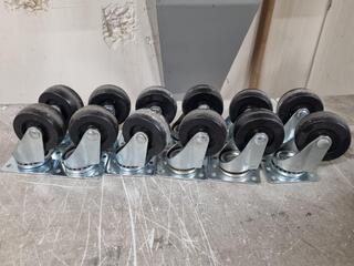 12x 60mm dia Trolley Swivel Wheel Assemblies