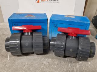 2x Safety Safety Block Ball Valves, 63-2" UPVC, DN50, New