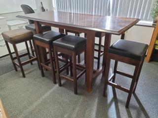 Stylish Wood Bar Table w/ 7x Stools