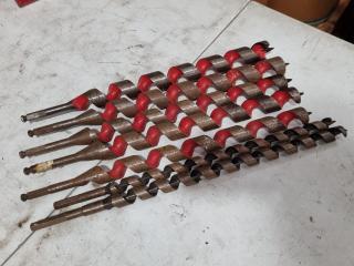 7x Assorted Long Wood Auger Bits