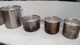 4 Commercial Kitchen Large Cooking Pots 