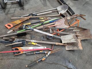 Assorted Hand Tools, Garden Tools, & More