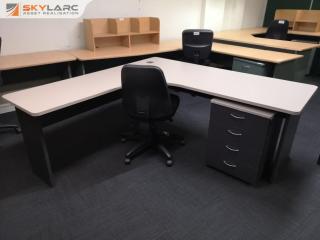 Office L-Shaped Corner Desk w/ Chair & Mobile Drawer Unit