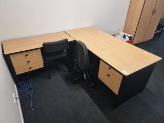 Office L-Shaped Workstation Desk & Chairs