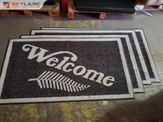 4x Carpeted Welcome Fern Leaf Floor Mats, Commercial Grade, 840x1500mm