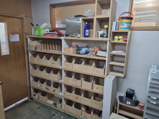 Custom Workshop Parts Storage Shelving Assembly w/ Bins