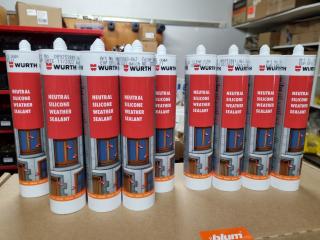 12x Wurth Neutral Silicone Weather Sealant, White & Clear Colours