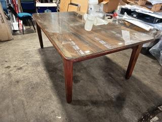 Wooden Table with Glass Top