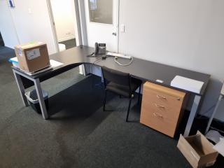 Office L-Shaped Workstation, Mobile & Chairs