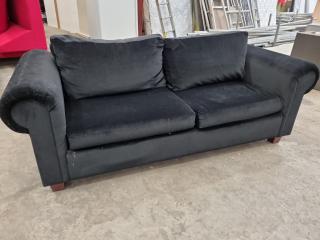 Soft Black Fabric 2-Seater Sofa