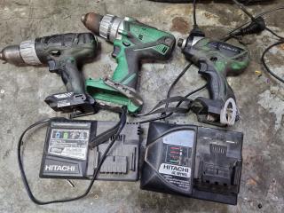 Assorted Hitachi 18V Cordless Drill Drivers, Chargers