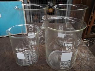 4x Assorted Laboratory Glass Beakers