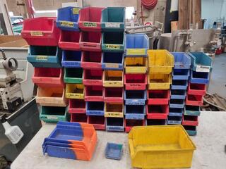 46x Assorted Plastic Parts Storage Bins by Lamson & Dexion