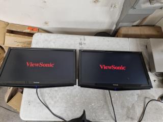 2x ViewSonic 24" LED Monitors, no base stands