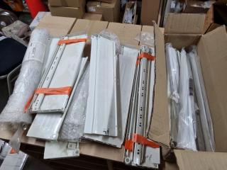 Assorted Cabinet Drawer Metal Components, Gallery Rails, Bulk Lot