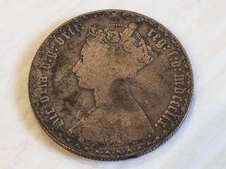 1859 British "Gothic" Florin Silver Coin