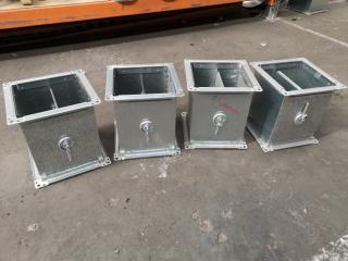 4x Commercial Ventilation Square Duct Dampers, 200mm Size