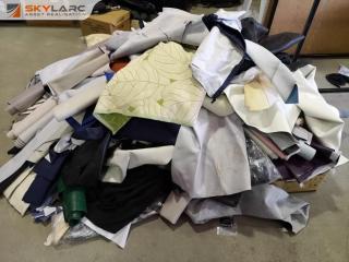 Large Lot Assorted Vinyl, Synthetic, Cotton, Cloths Fabrics Offcuts