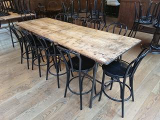 Large Antique Style Bar Table and 10 Stools 