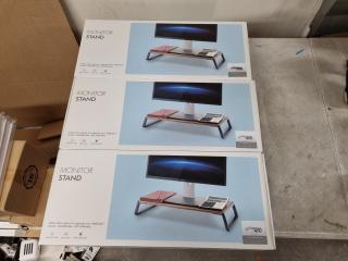 3x Desktop Monitor Stands, New Bulk Stock