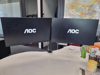 2x AOC 23.8" IPS Monitors w/ Dual Monitor Stand
