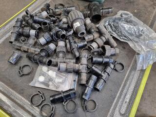 Assorted Plastic Hose Fittings, Couplings, & More