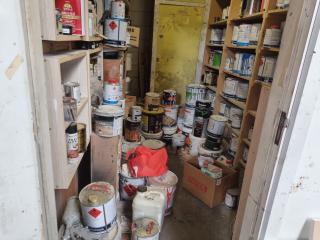 Room of Assorted Paints, Coatings, Hardness, Solvents & More