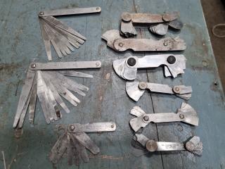 Assorted Feeler, Fillet & Radius Gauge Sets by Starrett, Moore & Wright