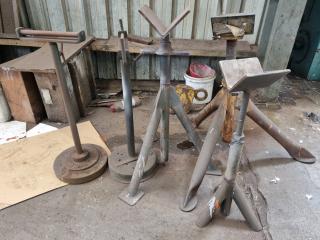 5x Assorted Workshop Material Support Stands