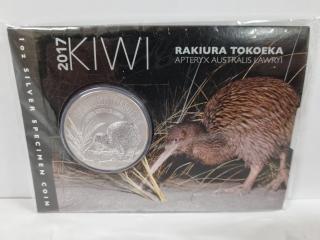 2017 Silver Specimen Kiwi Coin Rakiura Tokoeka