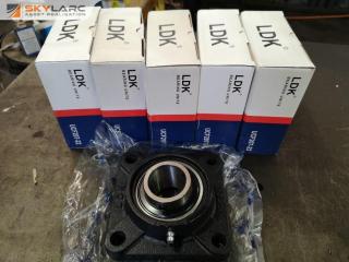 6x 4-Bolt Flange Bearing Units by LDK, New