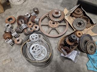 Assorted Chain Sprockets, Belt Wheels, & More