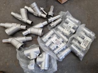 Assorted Stainless Steel Pipe Fittings, Hose Connectors