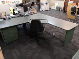 Office L-Shape Corner Workstation Desk w/ Mobile Drawer & Chair