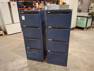Precision four drawer filing cabinets (pair)