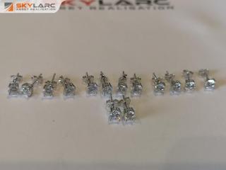 7x Pairs of Silver Stud Earrings w/ 5mm CZ White Stones