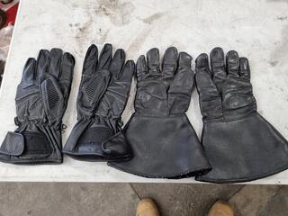 2x Pairs of Leather Motorcycle Gloves