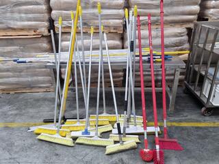 Assorted Brooms & Spare Broom Poles