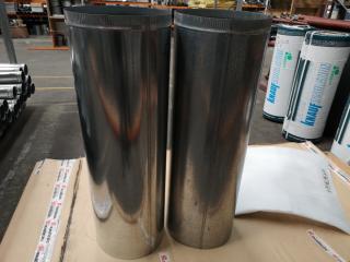 2x 400x1200mm Galvanized Steel Cylindrical Ducting Flues