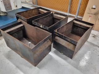 4x Small Steel Scrap Metal Trolley Bins