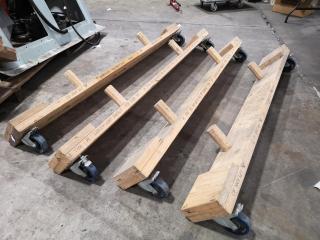 4x Custom Specialised Wooden Trolleys