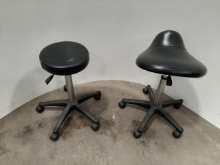 2 x Commercial Height Gas Adjustable Swivel Stools