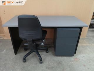 Office Workstation Desk w/ Chair & Mobile Drawer Unit