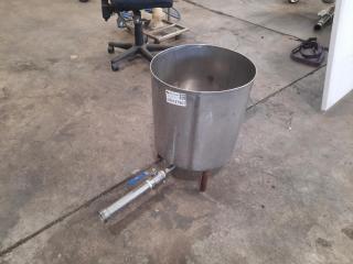 Small Custom Built Stainless Steel Vat/Tank on Stands