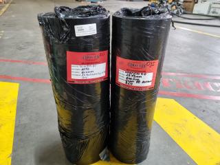 2x Industrial Conveyor Belt Rolls, Each 600x2575mm