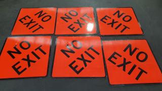 6 RTL Aluminium Reflective Orange NO EXIT Signs