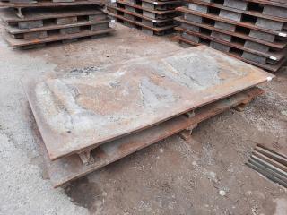 Pair of Heavy Duty Industrial Steel Plate Pallets