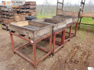 4 Steel Frames with Wooden Bins