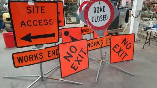 Assorted Roadworks Signs and Stands